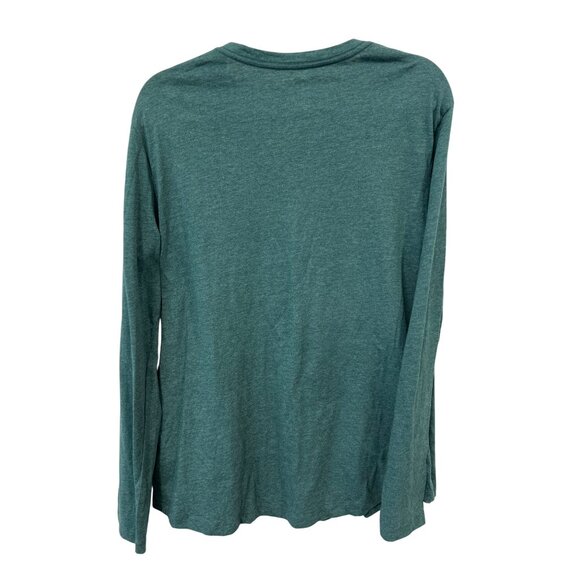 Natural Reflections V Neck Long Sleeve T Shirt Women XL Green Cotton Blend Basic - Picture 2 of 6